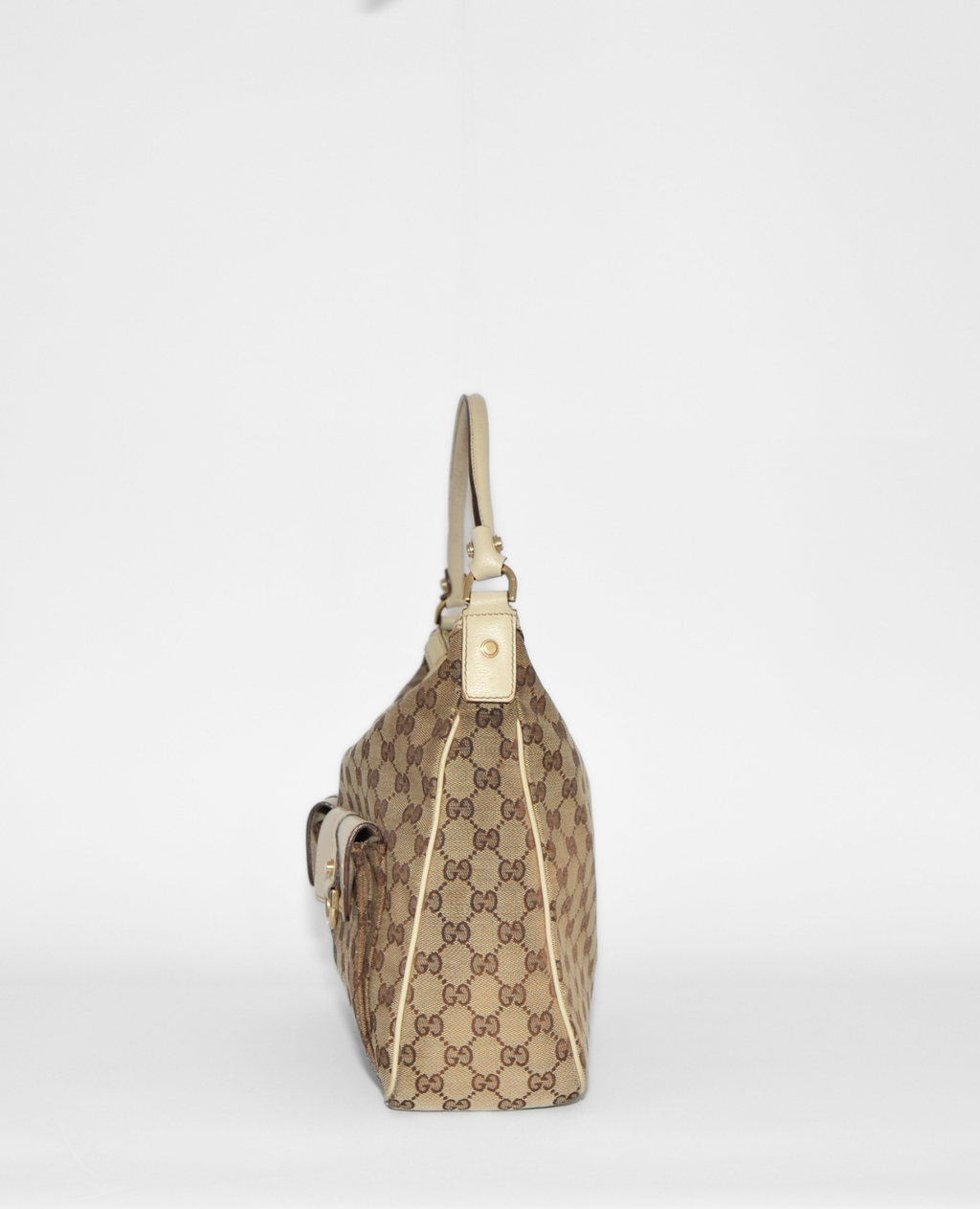 Vintage luxury Gucci GG Canvas Abbey Hobo Bag with high-end monogram and leather strap, authentic designer rare style. - Gucci GG Canvas Abbey Hobo Bag