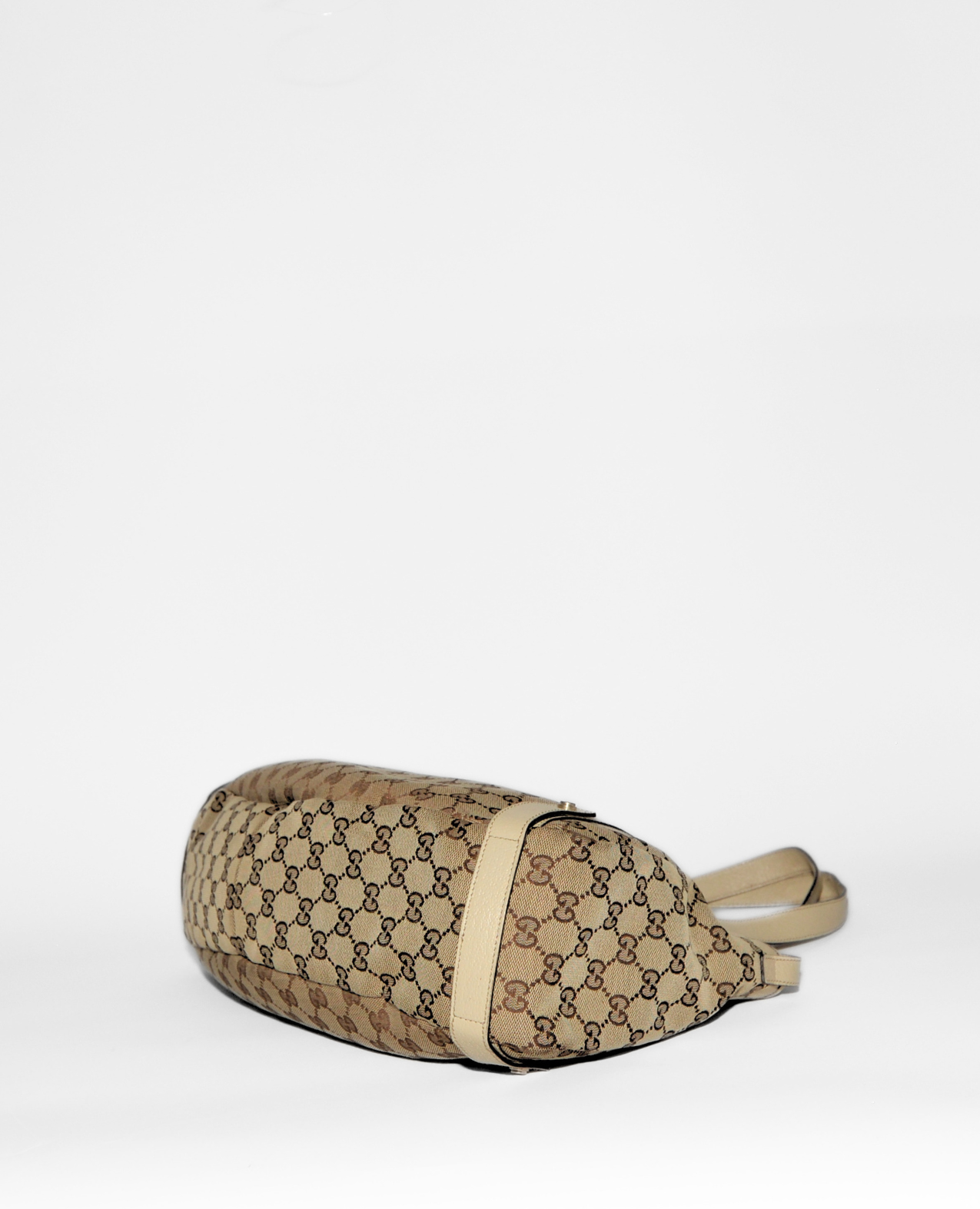 Vintage luxury Gucci GG monogram canvas tote bag with beige leather trim and straps, rare authentic designer piece. - Gucci GG Canvas Abbey Tote Bag