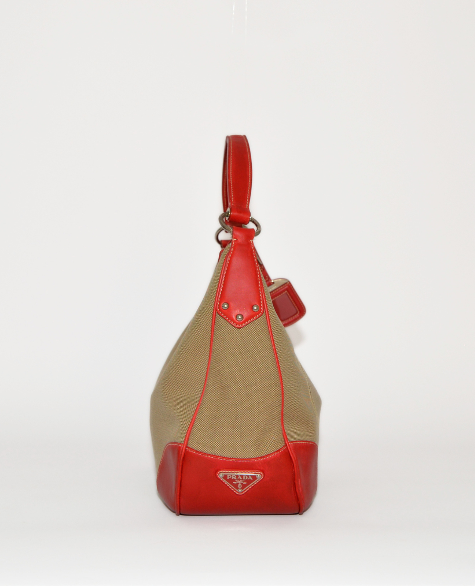 Prada Logo Canvas Hobo