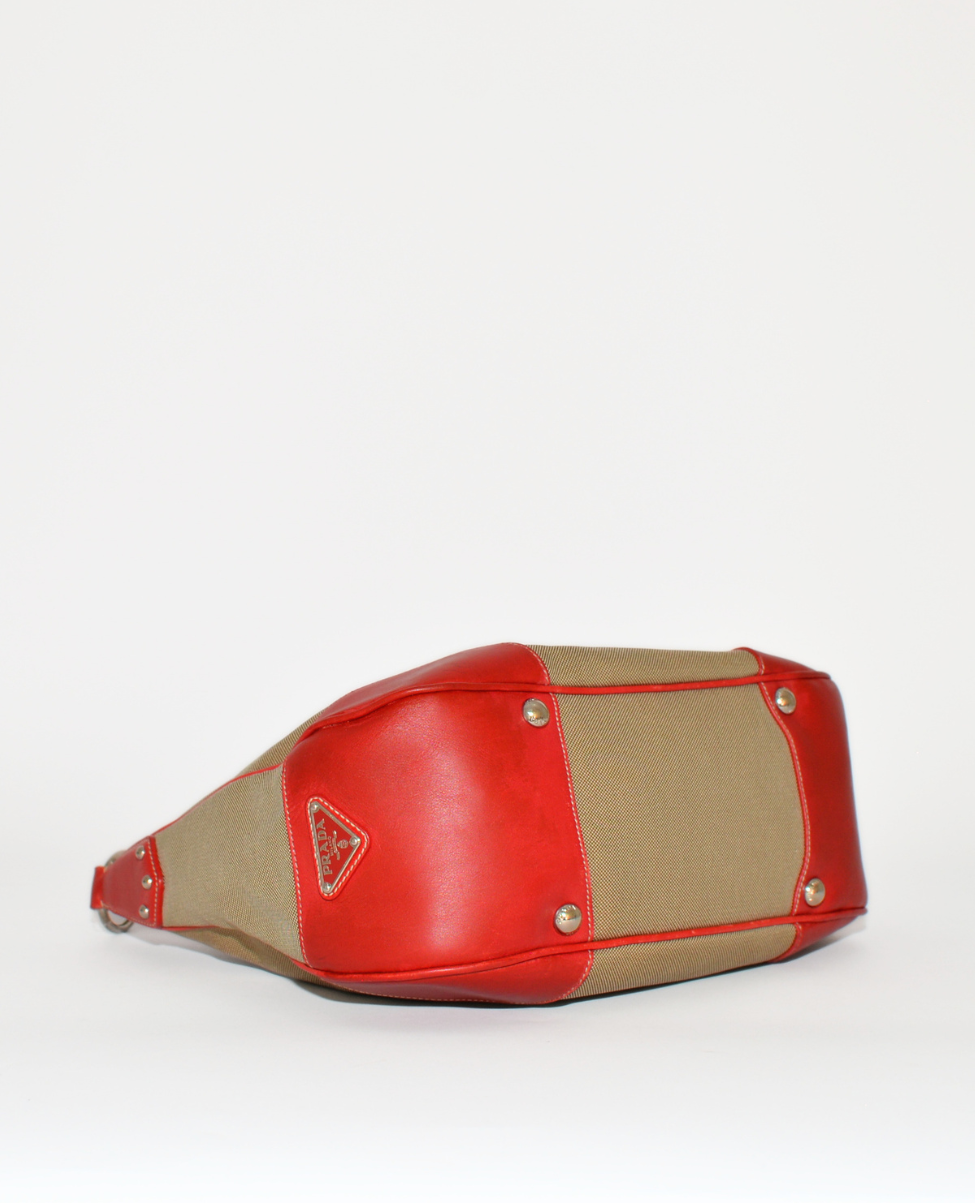 Prada Logo Canvas Hobo