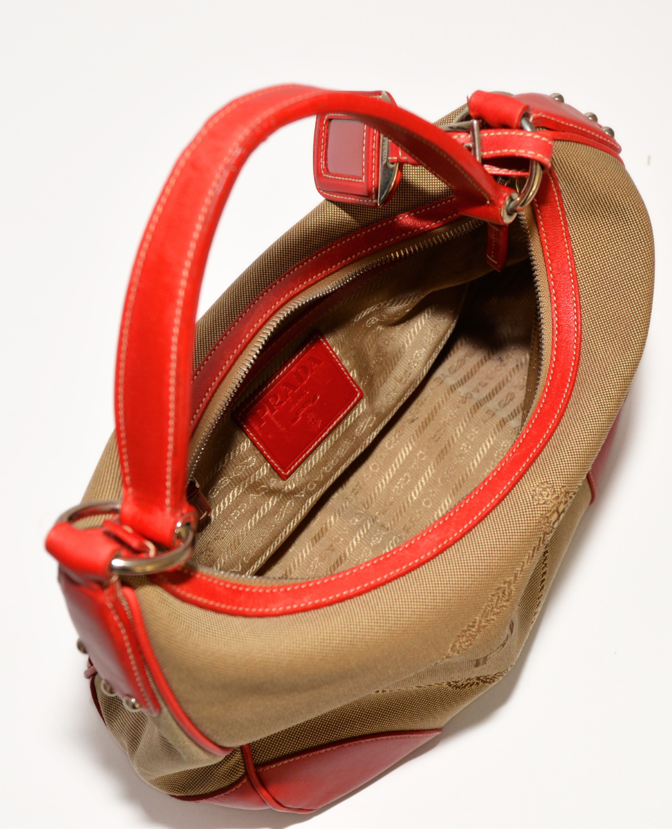 Prada Logo Canvas Hobo