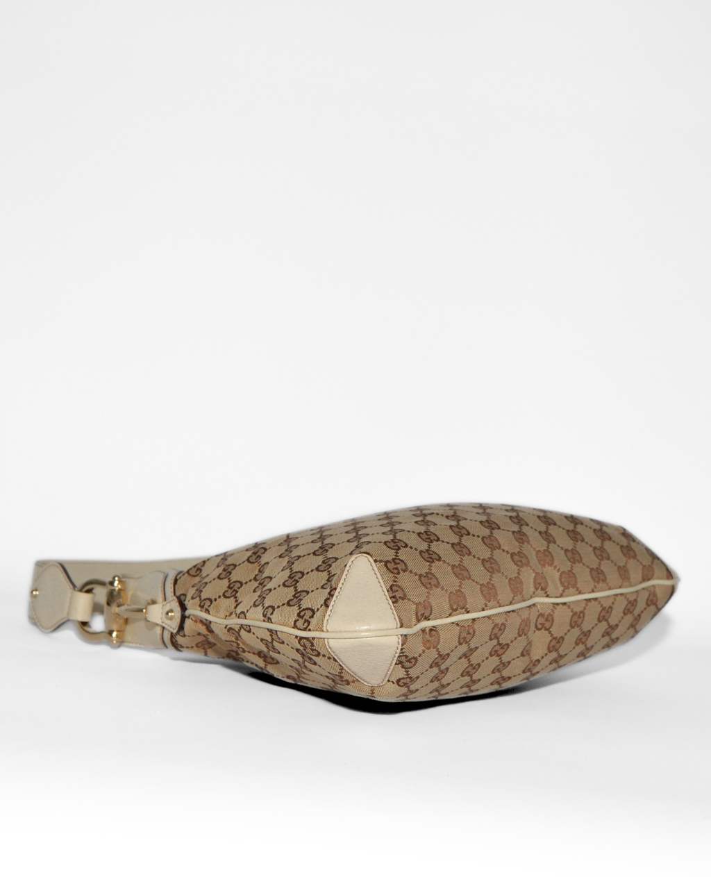 Vintage luxury Gucci GG monogram canvas shoulder bag with high-end leather trim and gold-tone horsebit detail, rare. - Gucci GG Canvas Horsebit Shoulder Bag