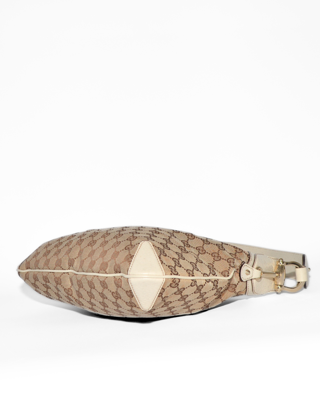 Vintage luxury Gucci shoulder bag with iconic beige-brown GG monogram canvas and gold-tone horsebit detail. - Gucci GG Canvas Horsebit Shoulder Bag