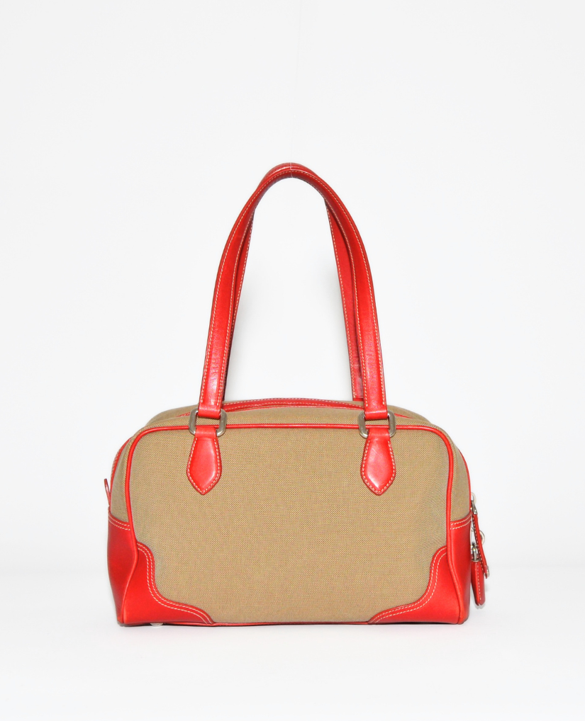 Prada Logo Canvas Shoulder Bag