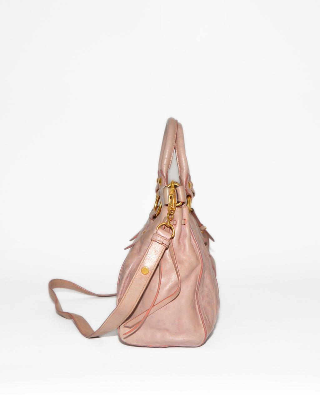 Miu Miu Vitello Lux Gathered Leather Handbag