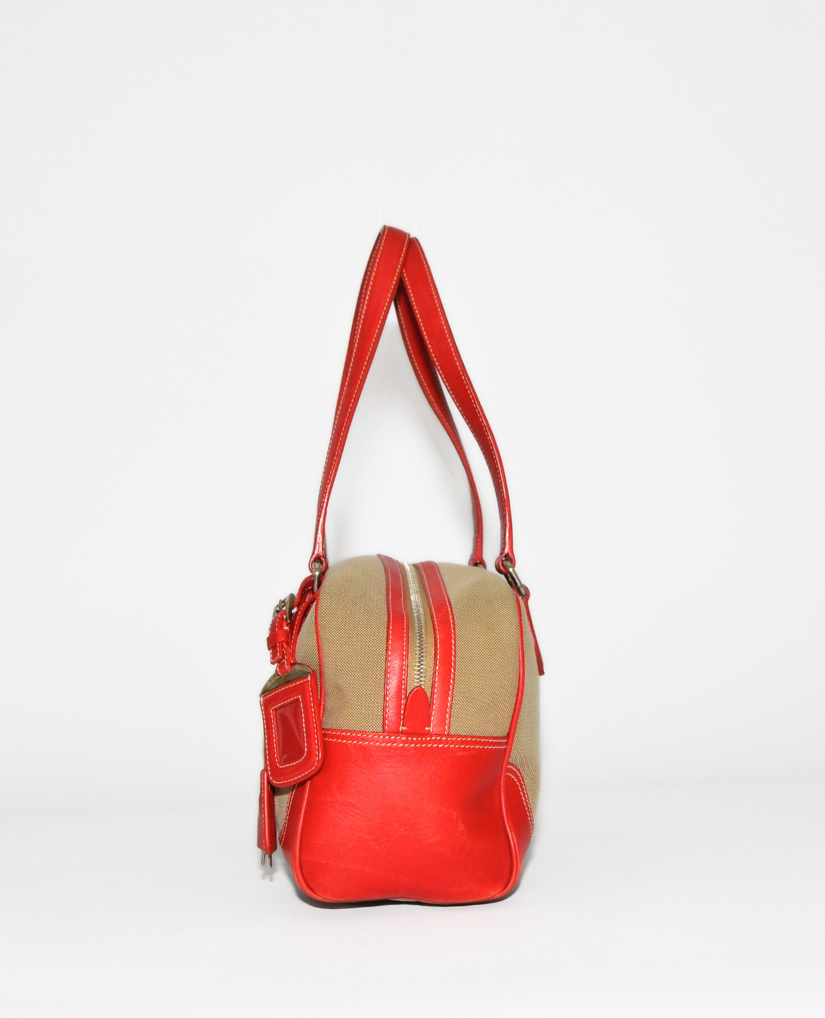 Prada Logo Canvas Shoulder Bag
