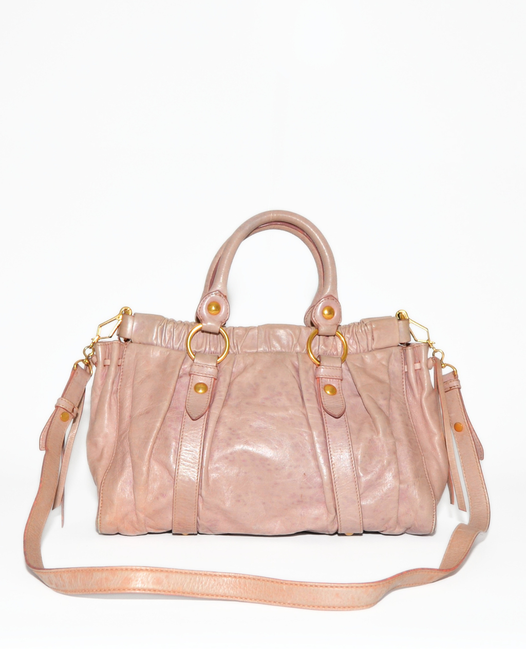 Miu Miu Vitello Lux Gathered Leather Handbag