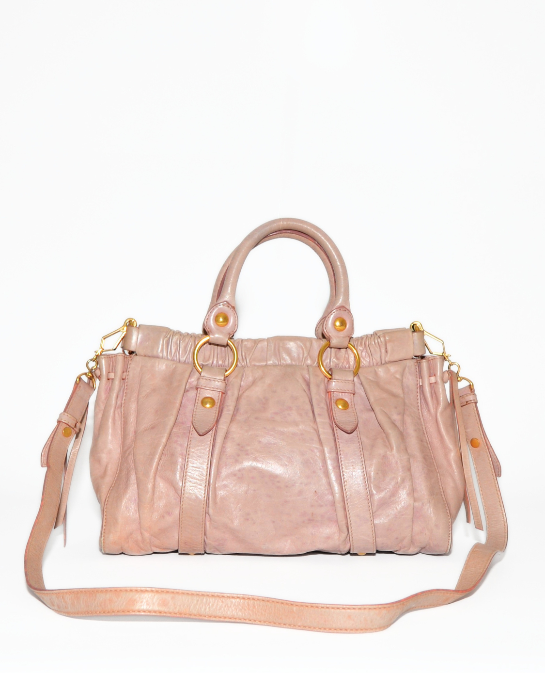Miu Miu Vitello Lux Gathered Leather Handbag