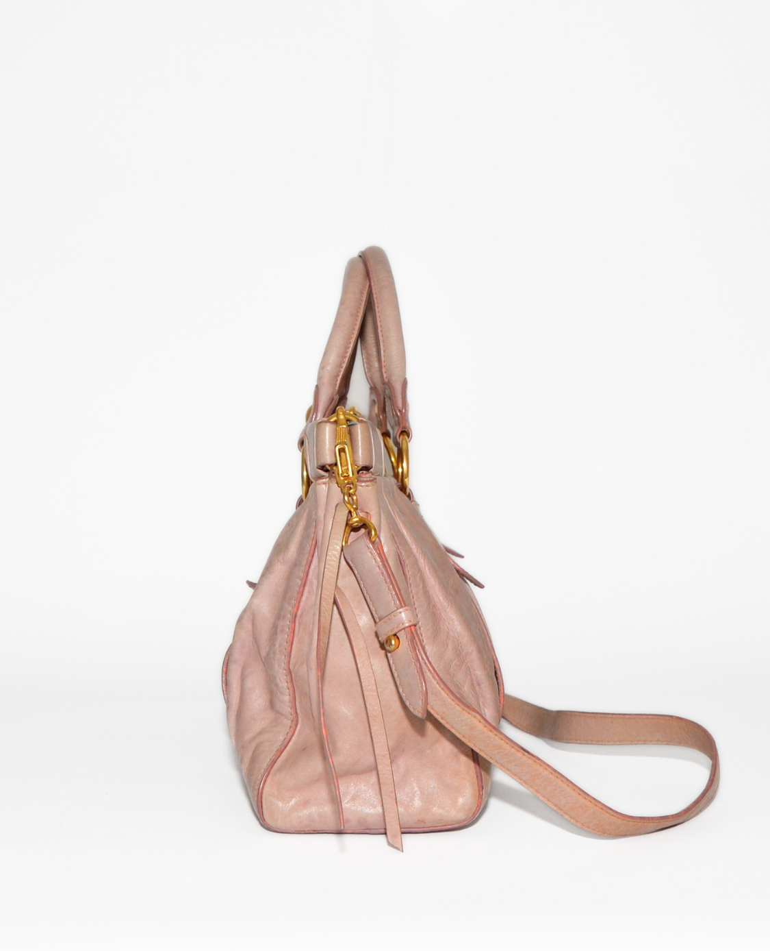 Miu Miu Vitello Lux Gathered Leather Handbag