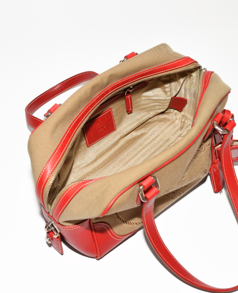 Prada Logo Canvas Shoulder Bag